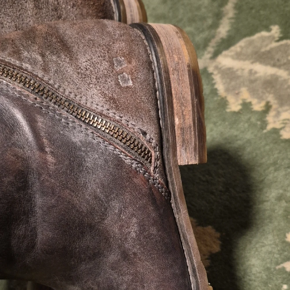 Bed Stu Brown Leather Chukka Boots with Side Zip